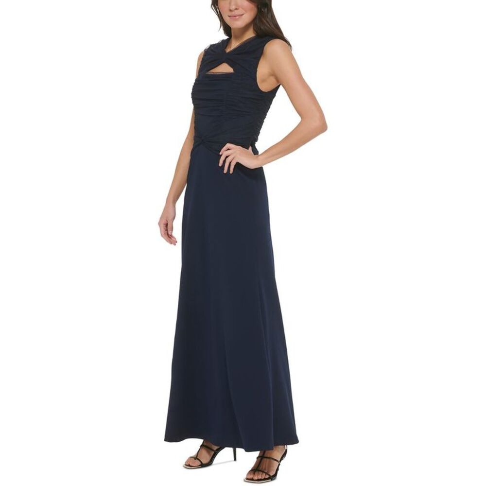 Dkny Navy Twist-Front Sleeveless Maxi Dress